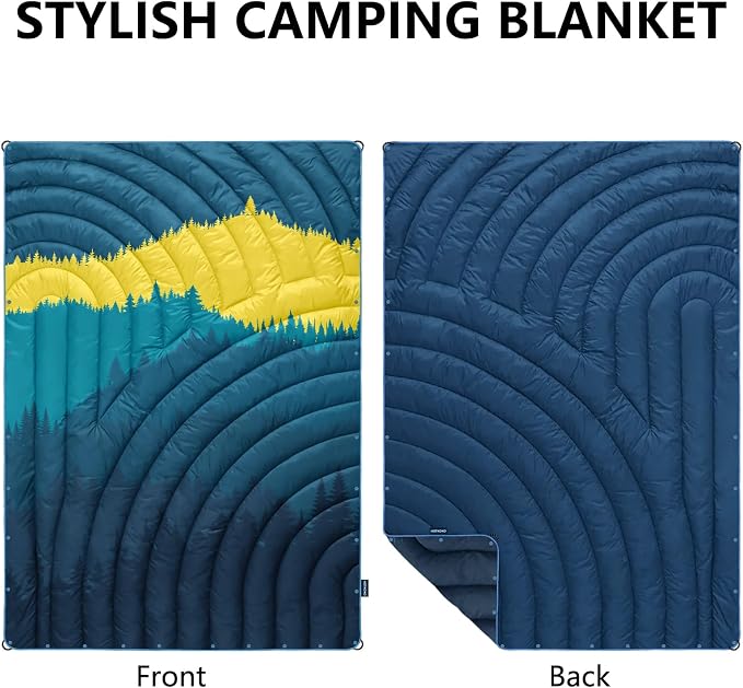 Puffy Camping Blanket,Large Camp Blanket Outdoor Camping Quilt Waterproof | Lightweight Printed Warm Packable Down Alternative Blanket for Camping,Traveling, Stadium, Hiking, Picnics - Image 2