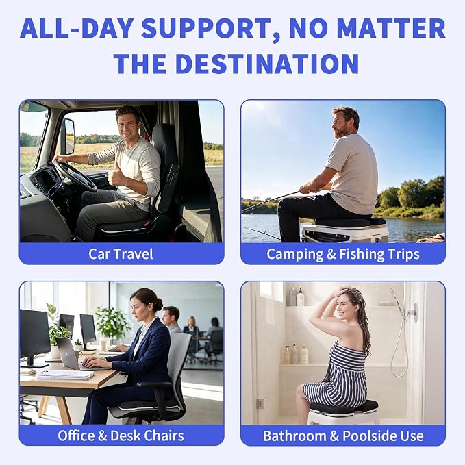 Gooo&Ma Air Fiber Seat Cushion, U-Shape Tailbone Comfort, Black | Breathable cooling, ergonomic design, for office chair/car/gaming, washable, non-slip base, 19.7"x15.7"x1.6" - Image 5
