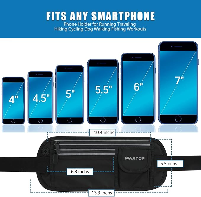 Slim Running Belt Fanny Packs for Women Men, Reflective Waist Pack Phone Holder for Walking Fitness Workout Exercise,Water Resistant Running Travel Belt Bag Jogging Pouch, Gym Accessories for Runner - Image 2