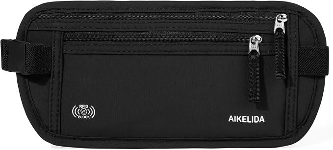 Money Belt - Slim Passport Holder RFID Blocking Travel Wallet Undercover Fanny Packs for Men Women - Black - Image 3