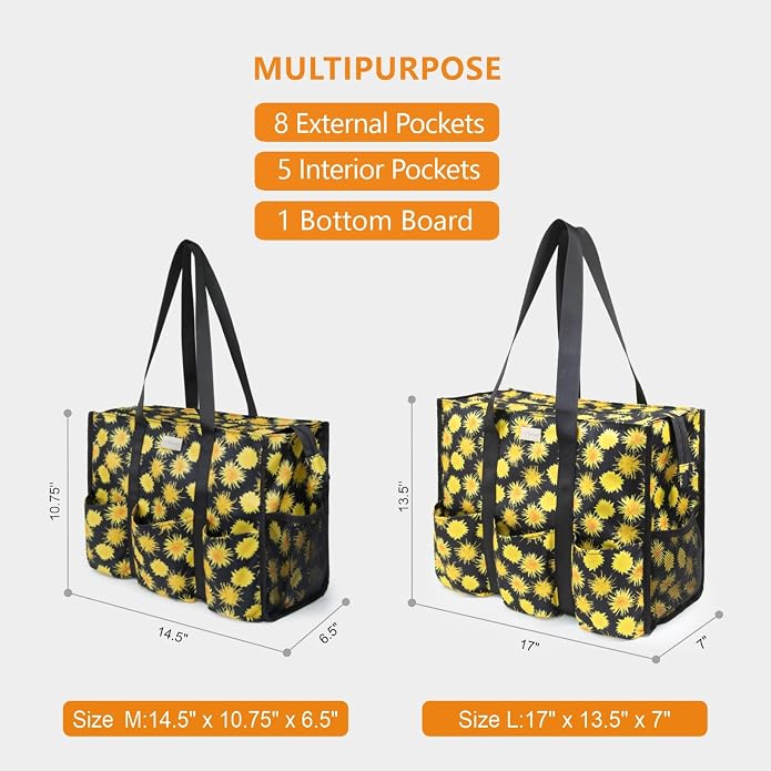 TOPDesign Utility Water Resistant Tote Bag with 13 Pockets, Top Zipper Closure & Thick Bottom Support, for Working Women - Image 2