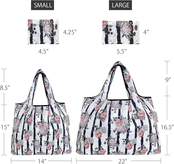 allydrew Large Foldable Tote Nylon Reusable Grocery Bags - Image 2