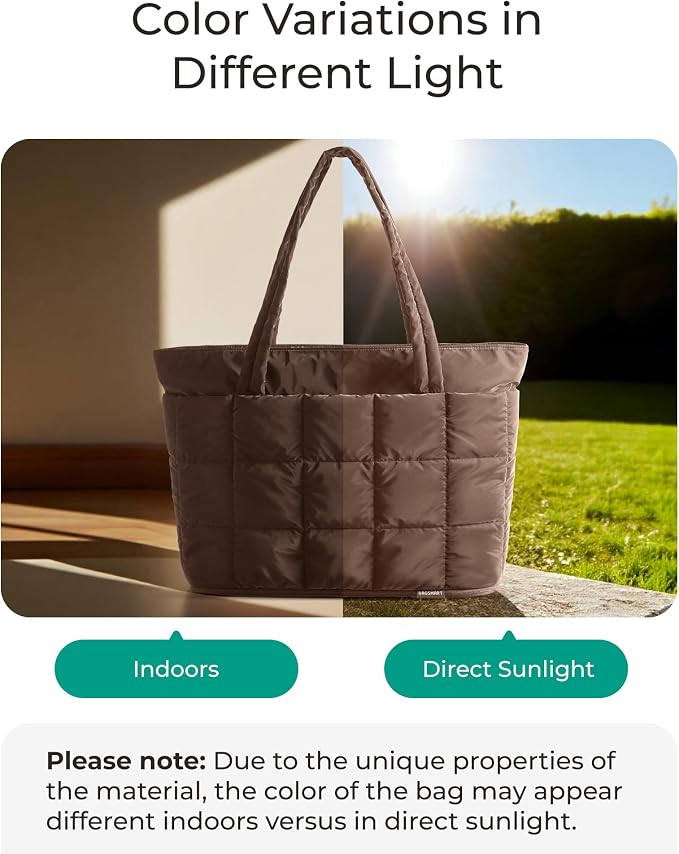 BAGSMART Expandable Tote Bag for Women, Puffer Work Tote Travel Bag | Quilted Carry On Bag for Travel Work Gym College, Waterproof Travel essentials - Image 5