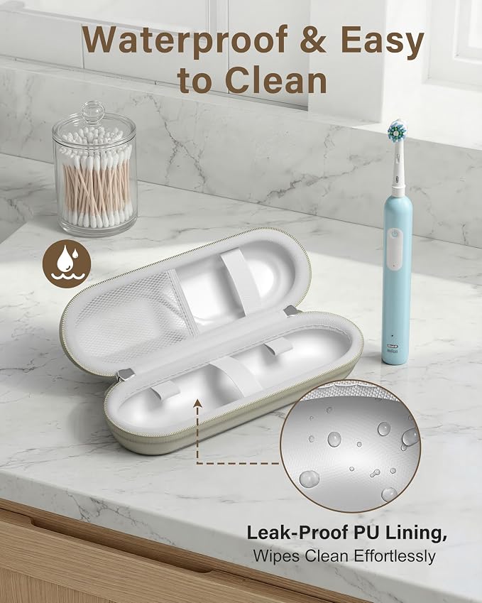 ProCase Toothbrush Travel Case for Oral-B/Oral-B Pro 1000 1500 5000 7000 7500 6000 9600/Philips Sonicare 4100 5100 1100 6100 5300 Oral-B iO Electric Toothbrush Portable Hard Container -Beige - Image 3