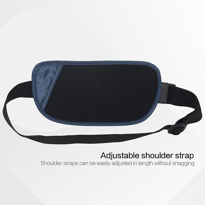 Slim RFID Blocking Money Belt for Travel - Anti-Theft Hidden Passport Holder Waist Wallet with Secure Pouch for Cash, Credit Cards & Phone Safe (Navy Blue) - Image 6