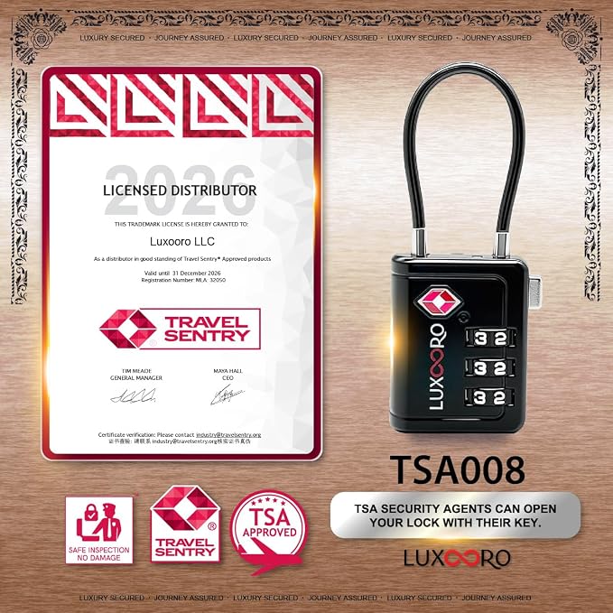 TSA Approved Luggage Lock with Alert Indicator, 3-Digit Resettable Combination, Durable Zinc Alloy Travel Lock for Suitcase, Backpack, Toolbox, Locker, All-Propose, keyless – Black (4 Pack) - Image 3