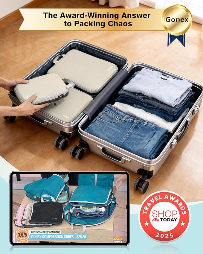 Gonex Compression Packing Cubes, 4-Piece Expandable Travel Organizers | Double-Zip Compression, Space-Saving Design, Ripstop Fabric, Carry-On & Backpack Friendly, Family & Business Travel - Image 2