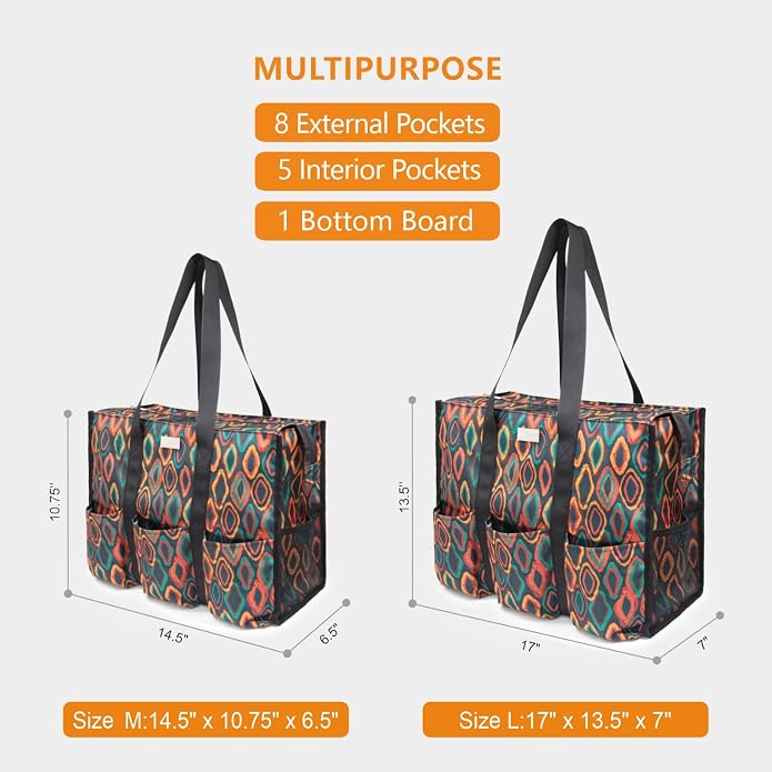 TOPDesign Utility Water Resistant Tote Bag with 13 Pockets, Top Zipper Closure & Thick Bottom Support, for Working Women - Image 2