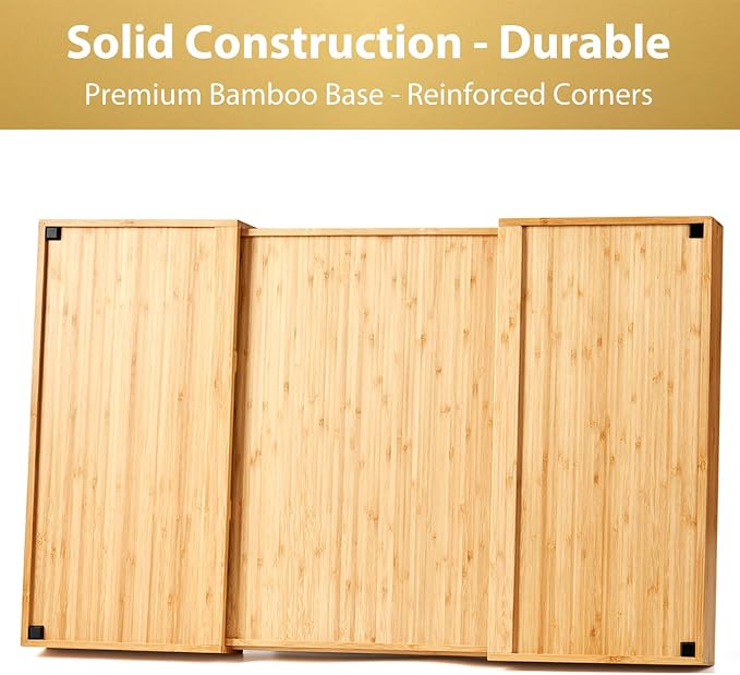 Extra Large Expandable Kitchen Drawer Organizer for Utensil and Junk, 19" Deep for Big Drawer, 17" to 28" Adjustable Bamboo Wood Drawer Divider, Cutlery Tray, Flatware Holder - Image 4