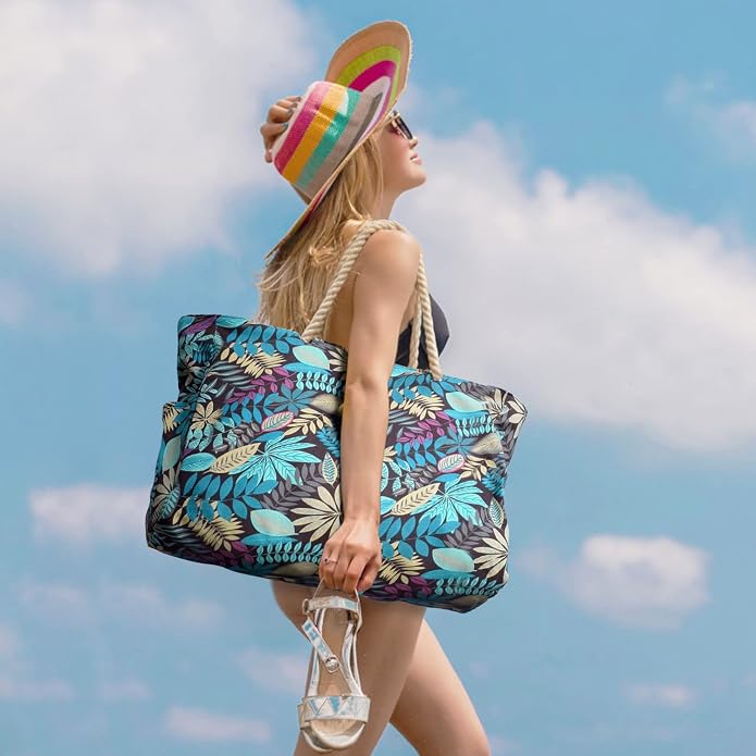 Becokan Beach Bags for Women Large Waterproof Beach Tote Bag Zipper Beach Bags Waterproof Sandproof Swim Pool Bag Large Tote - Image 2
