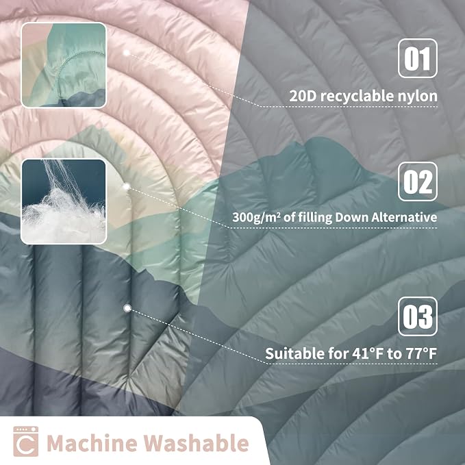 Camping Blanket,Puffy Printed Camping Blanket Lightweight Packable Outdoor Blanket for Camping,Traveling, Stadium, Hiking, Picnics - Image 4