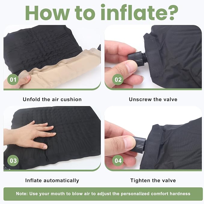 Inflatable Stadium Seat Cushion,Memory Foam for Long Flights Airplane Travel Camping Hiking Home Office Bleacher Backpacking Climbing Outdoor Indoor - Image 6