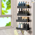 HuggieGems 4 Pack Magnetic Spice Rack Organizer for Refrigerator and Oven, Matt Black Fridge Organizers and Storage for Kitchen by HuggieGems
