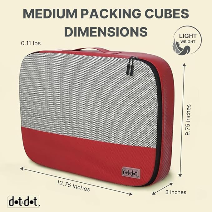 Medium Packing Cubes for Travel - 5pc Packing Cubes for Suitcases - Lightweight Luggage Organizer Bags (Non-Compression) - Image 3