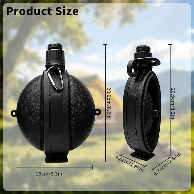 Premium Collapsible Water Bottle for Travel - 580ML Foldable & Portable with Compass/Hook, Food Grade Material - Ideal for Hiking, Camping (Black) - Image 7