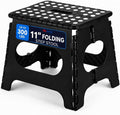11 Inch Folding Step Stool for Kids, Non-Slip Foldable Stools, Black | Heavy Duty Collapsible Foot Stool, Lightweight with Built-in Handle, Holds 300 lb for Adults Kitchen Bathroom Bedroom Outdoor by ACSTEP