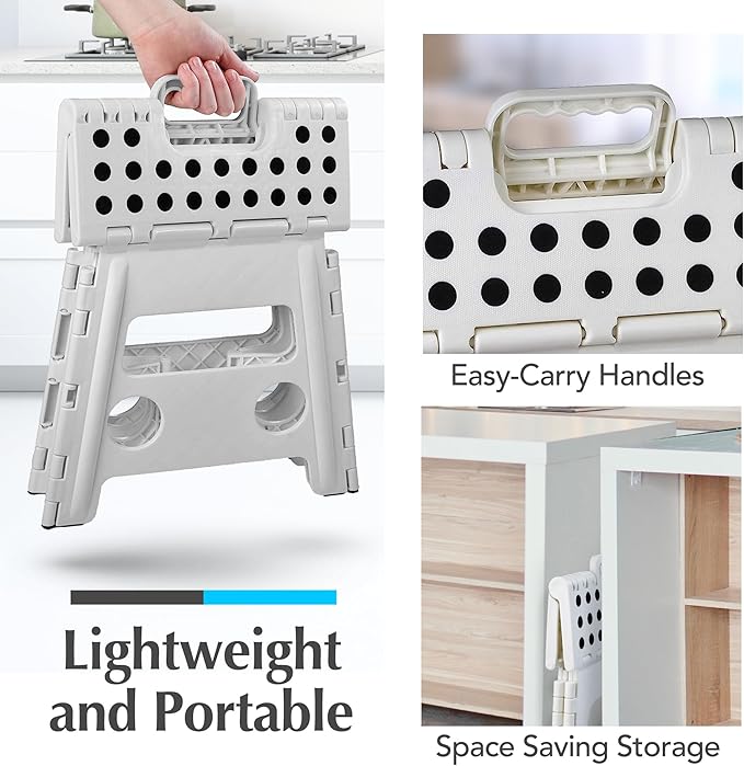 Handy Laundry Folding Step Stool 13 Inch, White, Non-Slip Holds 300 lbs | 13 Inch, White, Foldable Collapsible Step Stool, Non-Slip, Holds 300 lbs, Kitchen Bathroom Bedroom, Adults - Image 6