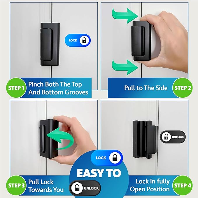 Door Locks (2-Pack) - Easy To Install Aluminum Home Security Door Locks for Front Door - Child Proof Door Lock for Kids Safety - Withstand 800 lb of Force & Tamper Proof Top Door Lock Latch - Image 4