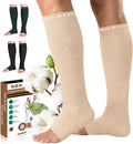 NEWZILL Compression Socks for Women & Men Circulation 20 mmHg, Graduated Open Toe, Cotton Compression Socks for Nurses by NEWZILL