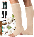 NEWZILL Compression Socks for Women & Men Circulation 20 mmHg, Graduated Open Toe, Cotton Compression Socks for Nurses by NEWZILL