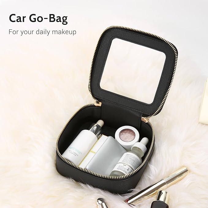 Aveniee Clear Makeup Bag Set (2-Piece Mini & Midi) - Travel Toiletry Organizer for Women, Waterproof Cosmetic Pouch & Car Accessory for Travel Size Toiletries, Black - Image 4