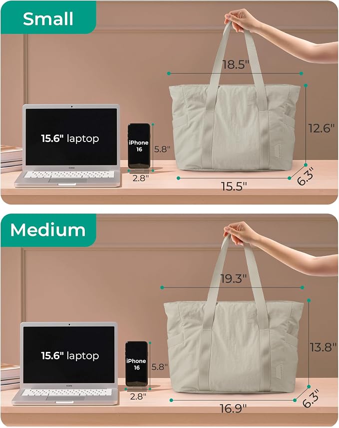 BAGSMART Tote Bag for Women, Tote Bag with Zipper Work Tote with Compartments Nurse Shoulder Hanbag for Travel, Gym - Image 3