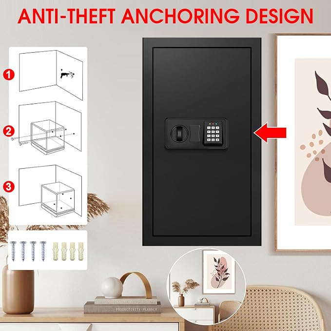 6.0 Cub Large Home Safes Fire and Waterproof, Anti-theft Fire Proof Safe Box with Digital Keypad, Key Lock and 3 Removable Shelves, Security Safes Fireproof Waterproof for Home Document Valuables - Image 7