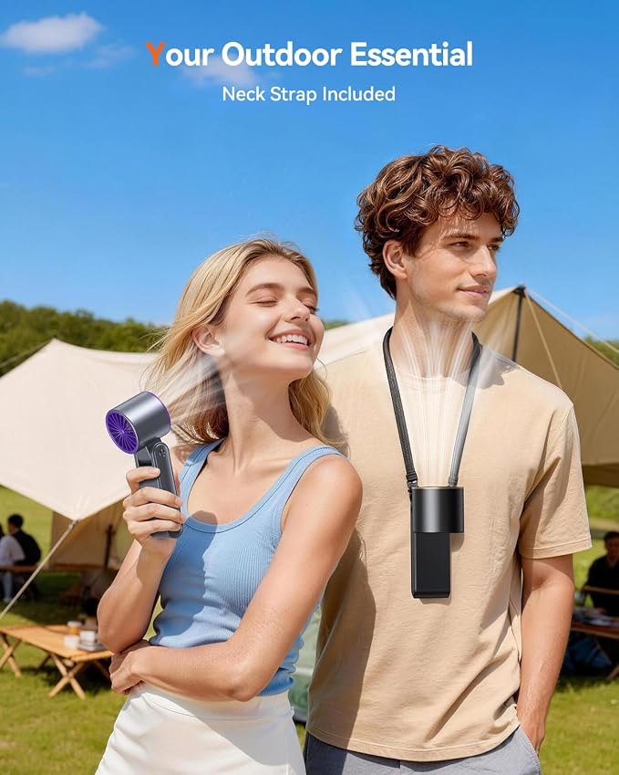 Portable Handheld Turbo Fan, 199 Gear Speed, 24 Hs Cooling Time, 5500mAh Rechargeable Mini Personal Hand Fan, Foldable Design, Travel Essentials, Beach Vacation, Gifts for Women, Men,Black Gold - Image 6