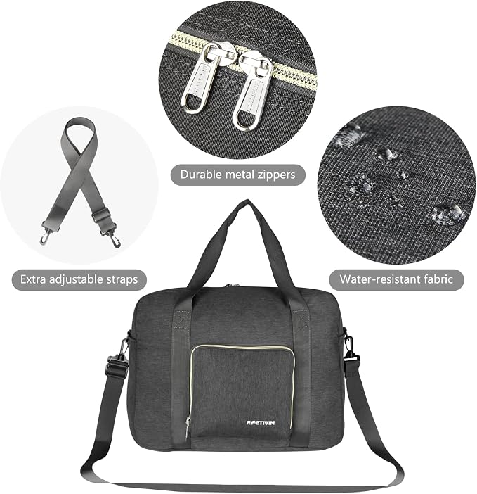 F.FETIVIN Personal item travel bag 18x14x8 for Spirit Airlines Lightweight carry on duffle bag for Gym,Sports,Vacation(Grey) - Image 2