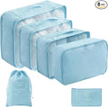 LANSKLBD 6/8 Set Packing Cubes for Suitcases Travel Luggage Packing Organizers,Travel Accessories Essentials Luggage Organizer with Shoe/Tioletry/Laundry Bag (Light Blue, 6 set) by LANSKLBD