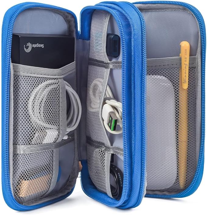 CAOODKDK Electronics Accessories Organizer Pouch, Electronic Organizer Travel Case Cable Organizer for Cable, Charger, SD Card, Business Travel Gadget Bag (Blue) - Image 4