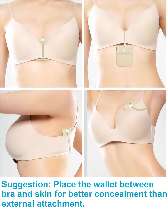 One RFID Blocking Sweat Proof Slim Hidden Travel Money Belt, One RFID Blocking Travel Bra Wallet - Image 7