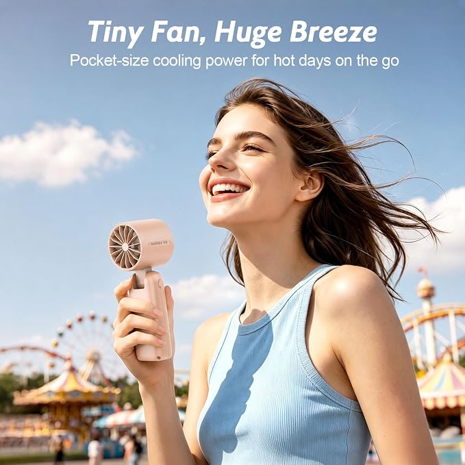 5000mAh Portable Handheld Fan, USB-C Rechargeable Mini Fan with 100 Speeds | LED Display, Strong Airflow,12H Runtime, 3 in 1 Hand Fan for Travel, Outdoor, Beach, Cruise, Concerts, Gifts for Women - Image 2