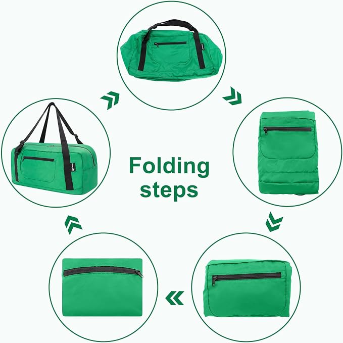 HOLYLUCK Foldable Travel Duffel Bag For Women & Men Luggage Great for Gym - Kelly green - Image 5
