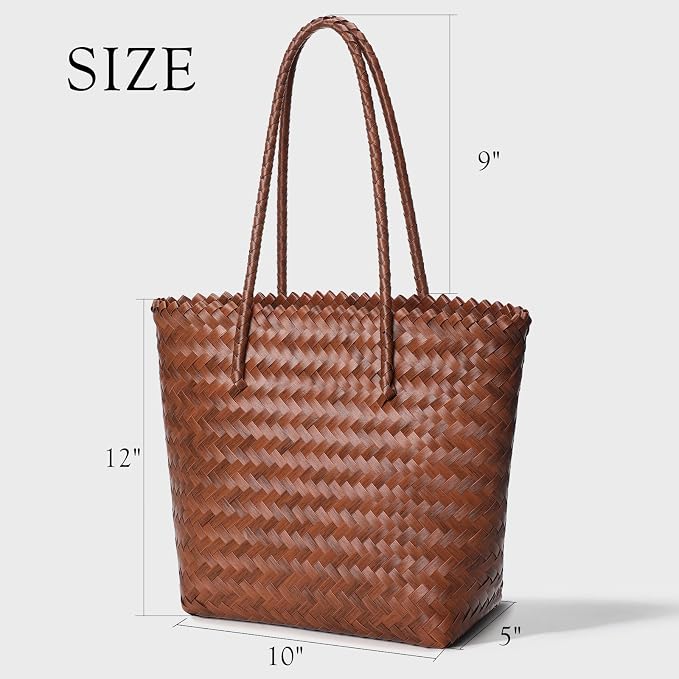Tavaleu Straw Beach Bags for Women Tote Handbag Shoulder Hobo Bucket Bag | Lightweight, Foldable, PU Straps, Magnetic Closure, Zip Pocket, Reinforced Bottom, Summer Purse, Travel, Vacation, Daily Use - Image 5