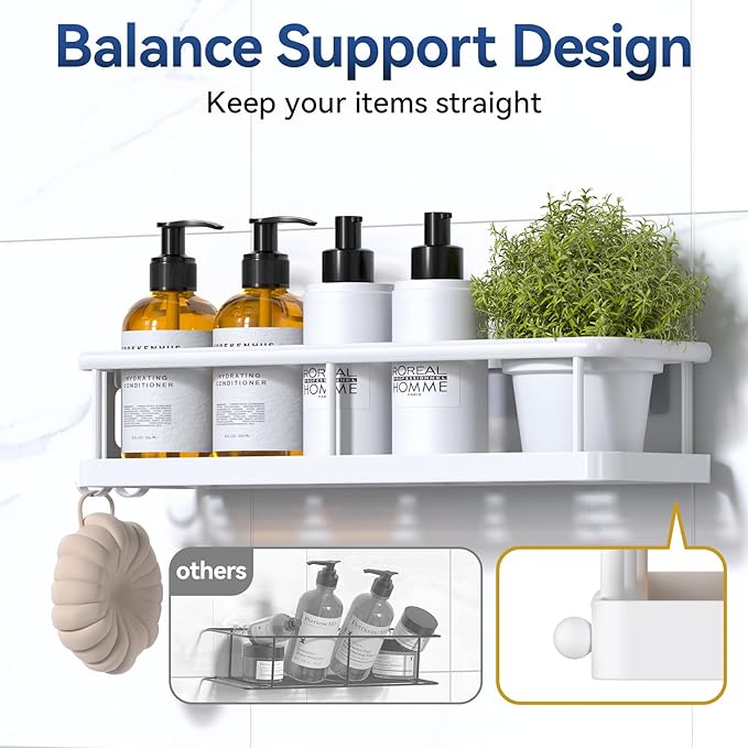 Shower Caddy Adhesive, Rustproof Shower Organizer with Soap Holder, Large Capacity Shower Shelves for Inside Shower, No Drilling Bathroom Organizers and Storage for Home Decor（3 Pack White） - Image 6