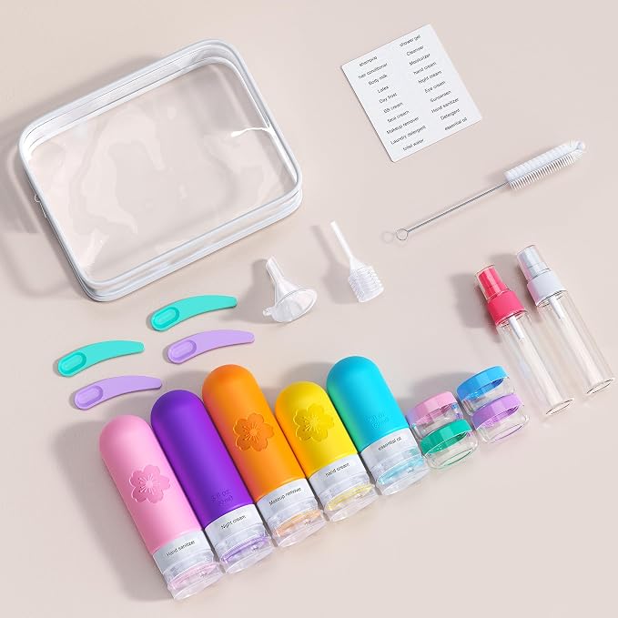 20Pack Travel Bottles for Toiletries, TSA Approved Travel Bottles Silicone Travel Size Containers, Travel Essentials Leak Proof Refillable Liquid, Shampoo and Conditioner Travel Toiletry Bottles - Image 6