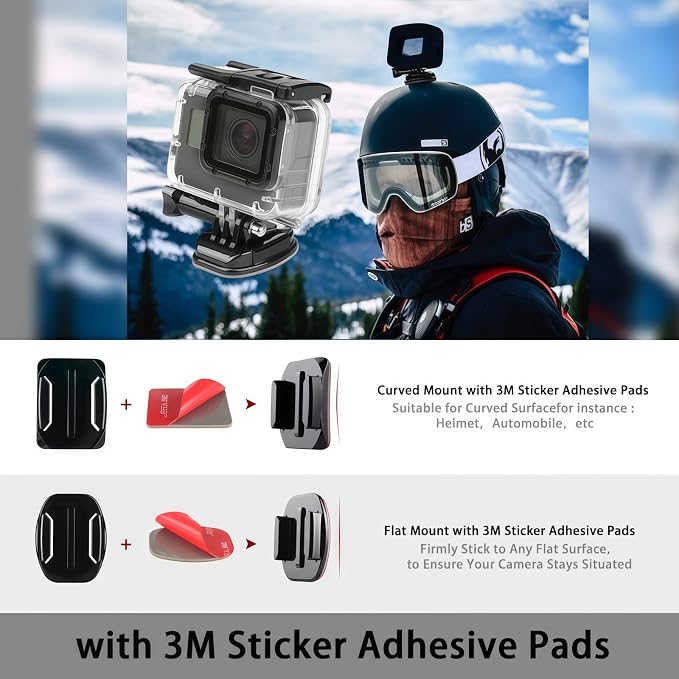 Accessories Kit for AKASO EK5000 EK7000 4K WiFi Action Camera | Accessories for Go Pro Hero 13 12 11 10 9 8 7 6 5/Session 5 SJ4000 SJ5000 Insta 360 X5 X4 Air ACE Pro 2(16-in-1) - Image 6