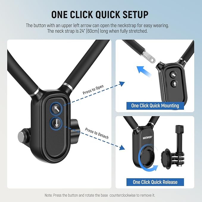 NEEWER Magnetic Neck Holder for Action Camera & Phone, GP16 | Tripod Chest Mount, Compatible with GoPro DJI Insta360 MagSafe iPhone Android, Phone Holder for POV Video Recording Vlog - Image 4