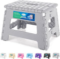 Dyforce Kids Step Stool 9 Inch, 300lbs Folding Step Stool for Toddler | Step stool Grey,Anti-slip Heavy Duty with Handle, Lightweight Foldable Foot Stool for Bathroom Kitchen Bedroom Outdoor by DyforceHomeDecorCOLTD