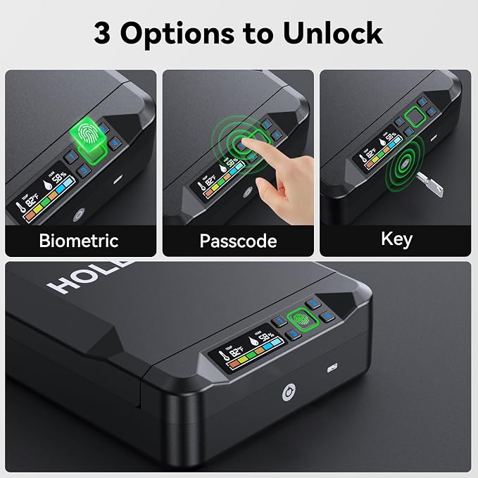 Car Gun Safe Small Pistol Safe Handheld Biometric Gun Cases for Handguns, Portable Fingerprint Pistol Lock Security Box for Travel Nightstand Bedside - Image 3