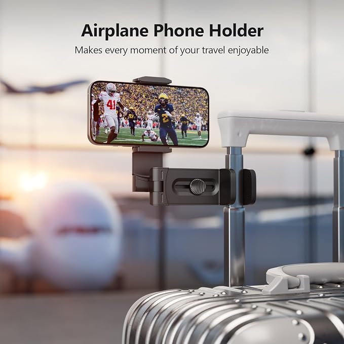 MiiKARE Airplane Travel Essentials Phone Holder, Universal Handsfree Phone Mount for Flying with 360 Degree Rotation, Accessory for Airplane, Travel Must Haves Phone Stand for Desk, Tray Table | Universal Hands-free Phone Holer with 360° Rotation for F... - Image 3