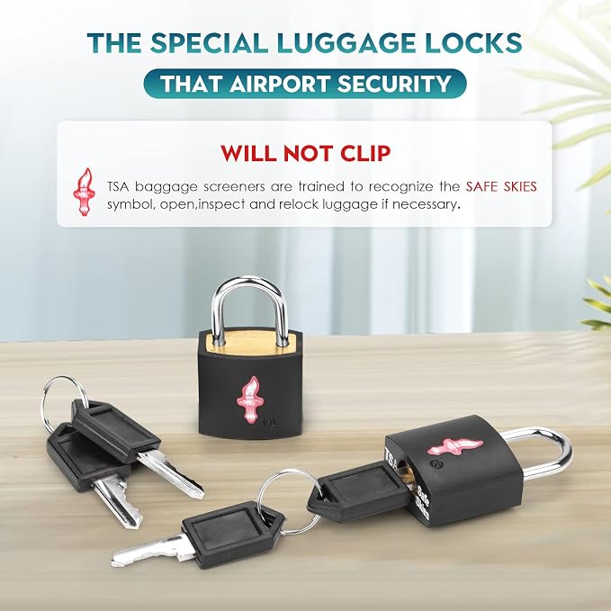 TSA Luggage Locks 2-Pack Black – Keyed Alike Safe Skies Approved for Travel | 2 Locks for Family | Keyed Alike | 2 Keys/Lock | Safe Skies TSA Approved | 90-Day Warranty - Image 4