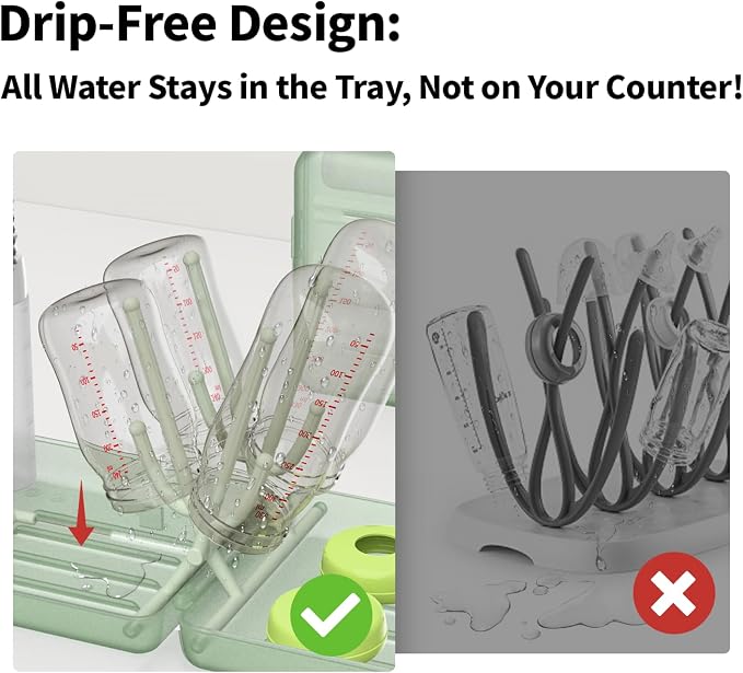 Travel Bottle Brush Set, Foldable Drying Rack, Dispenser | For On-The-Go Parents, 3 Silicone Brushes, Foldable Rack, Dispenser. Drying Slots, BPA-Free. - Image 4