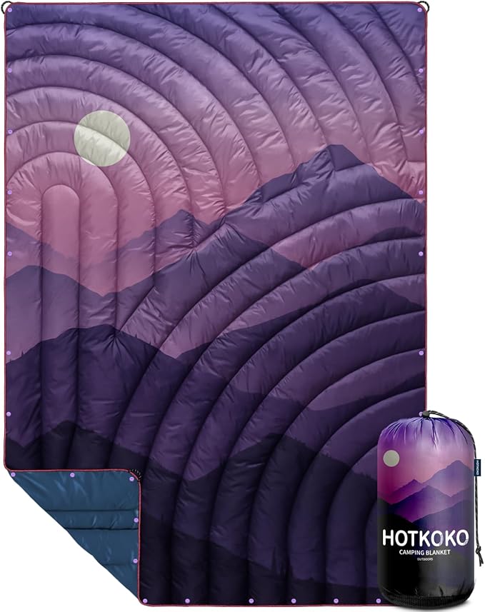 Camping Blanket,Puffy Printed Camping Blanket Lightweight Packable Outdoor Blanket for Camping,Traveling, Stadium, Hiking, Picnics by hotkoko