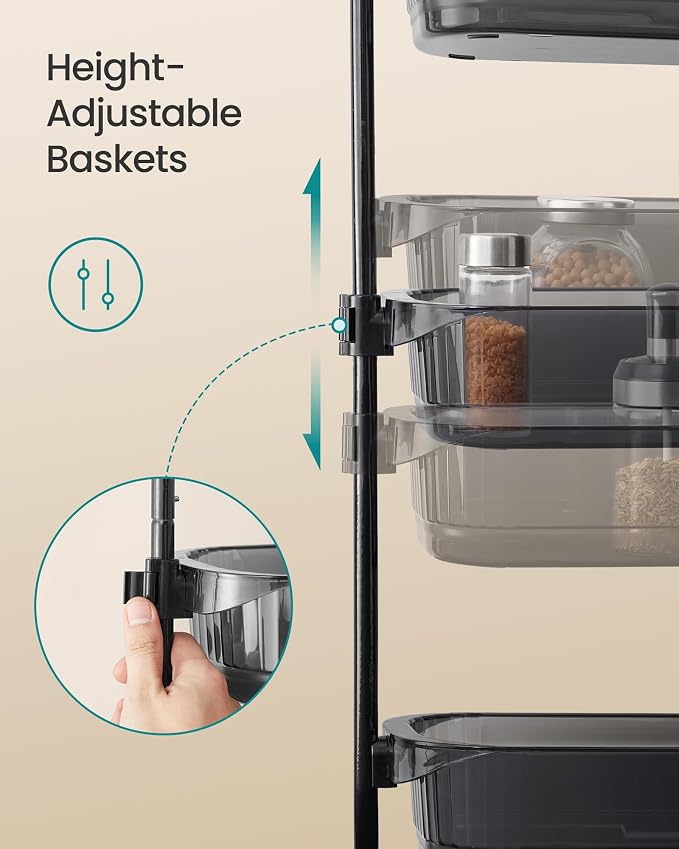 SONGMICS 6 Tier Over the Door Spice Rack, Steel, PET Plastic | Spice Organizer, Over the Door Organizer, PET Plastic, Ink Black, GLORA Collection UKCS046BH01 - Image 6