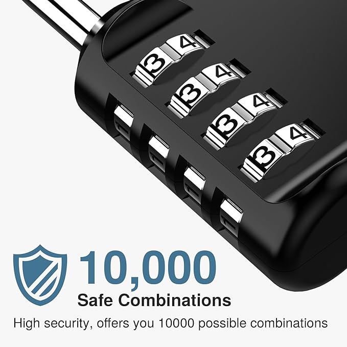 Puroma 4 Pack Combination Lock Locker 4 Digits Combo Padlock Gym Black | For School Gate Fence Toolbox Hasp Storage, Outdoor, Resettable, Weatherproof, Side Window, Crack Cut Resist, Hardened Steel - Image 2
