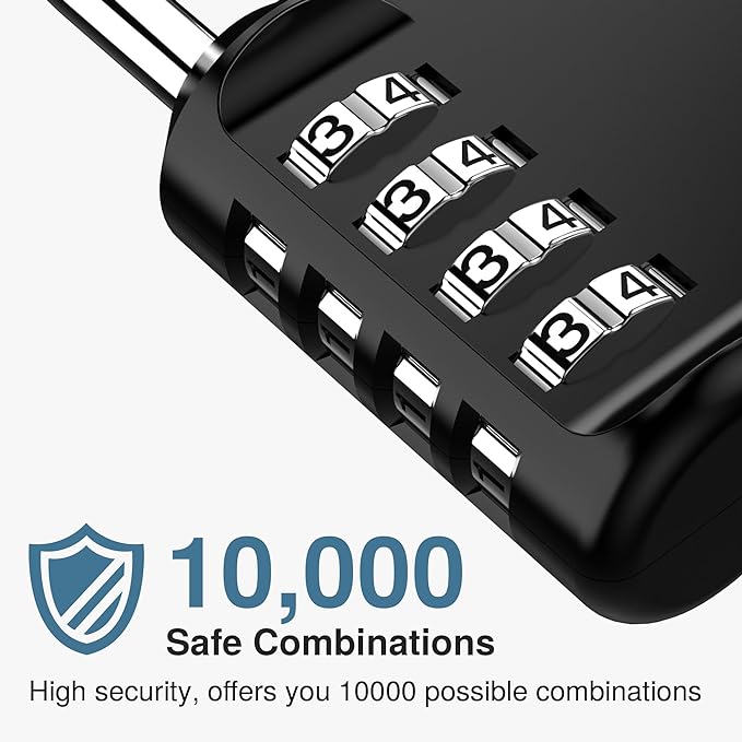 Puroma 2 Combination Lock Locker 4 Digits Combo Padlock Gym Green & Black | For School Gate Fence Toolbox Hasp Storage, Outdoor, Resettable, Weatherproof, Side Window, Crack Cut Resist, Hardened Steel - Image 2