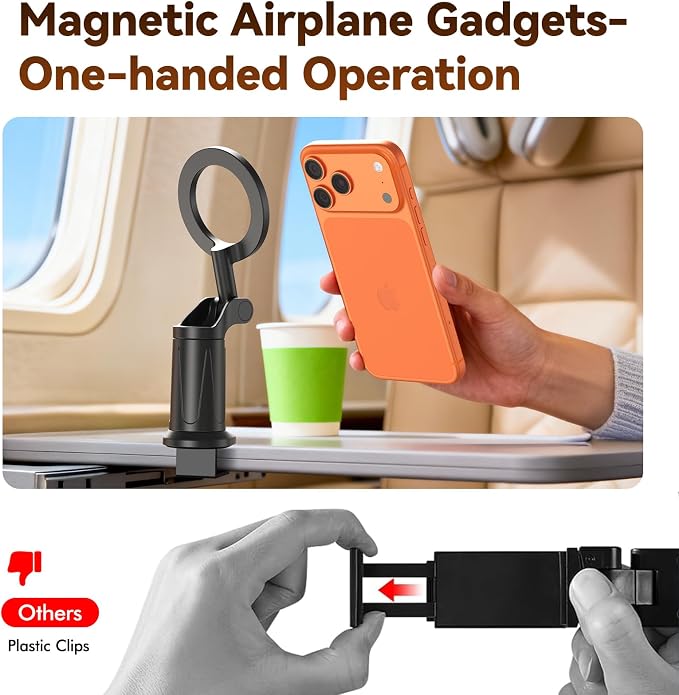 Airplane Phone Holder, for Magsafe Airplane Gadgets Phone Mount | Universal 360 Degree Rotation, Airplane Travel Essentials Phone Holderfor Flight Europe Vacation Essentials - Image 2
