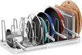 EVERIE Adjustable Cabinet Organizer for Pot Lids, Bakeware, Cookie Sheets & Cutting Boards, Upright Storage Rack for Kitchen Cabinet, Stable Dividers, 9.7" Deep, 12.6" to 21.5" Wide, GS02SS | 5mm Steel Dividers, Anti-Wobble, M-Slot for Lid Handles, BPA... by EVERIE